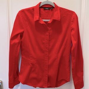 Women’s Red Button Down Shirt Top Cotton size S